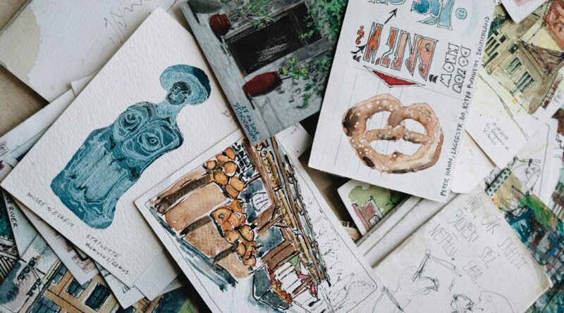 a pile of assorted cards with drawings on them
